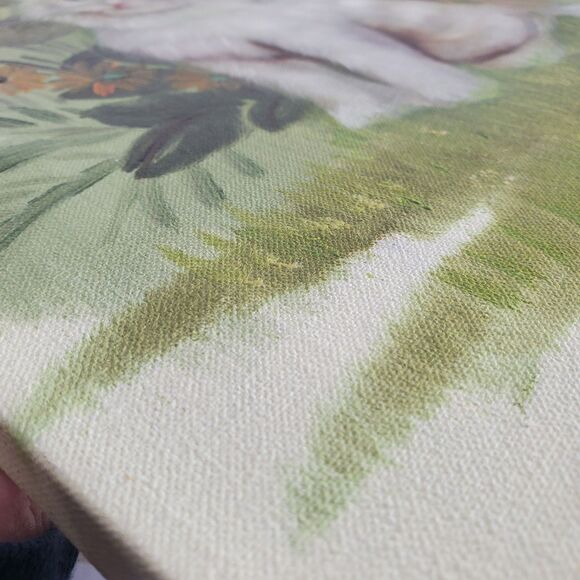 Vintage Signed Oil Painting Kitten Cat Mid-Century Modern Avocado Green T Peak - Picture 6 of 10